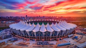 Ce stade marocain, aussi grand que 5 terrains de foot, se couvre d'une tente spectaculaire pour la finale de 2030