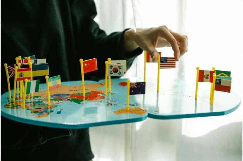 Globe avec un drapeau américain