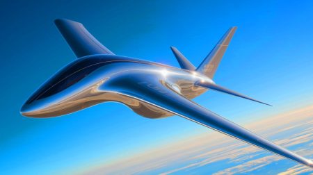 Illustration de l'aile volante Z4 de JetZero aux couleurs de United Airlines (création par IA, illustration non réaliste). Crédit : Ideogram.