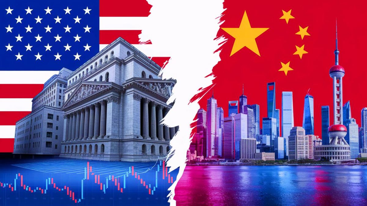 Illustration de l'escalade des tensions commerciales entre les États-Unis et la Chine et ses conséquences sur l'économie mondiale (création par IA, illustration non réaliste). Crédit : Ideogram.