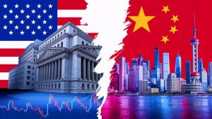 Illustration de l'escalade des tensions commerciales entre les États-Unis et la Chine et ses conséquences sur l'économie mondiale (création par IA, illustration non réaliste). Crédit : Ideogram.