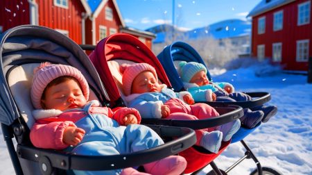 Ces découvertes surprenantes dévoilent pourquoi les bébés nordiques dorment dehors par -5°C : la science derrière ce phénomène fascinant et déroutant Illustration de la pratique de la sieste nordique, avec des bébés dormant en plein air sous la neige (création par IA, non réaliste). Crédit : Ideogram