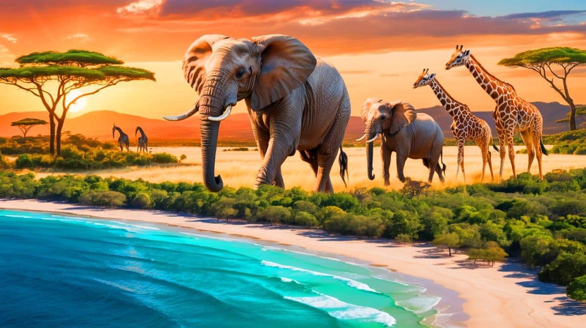 Illustration de destinations africaines incontournables à explorer en 2024 (création par IA, non réaliste). Crédit : Ideogram