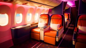 Illustration de la nouvelle offre de première classe « La Première » d'Air France (création par IA, non réaliste). Crédit : Ideogram