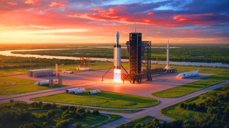 Illustration de Starbase, devenue une municipalité au Texas, symbolisant l'ambition spatiale d'Elon Musk (création par IA, non réaliste). Crédit : Ideogram