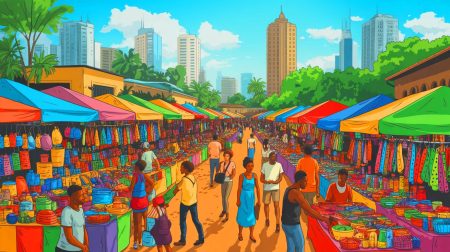 Illustration de la dynamique économique en Afrique subsaharienne avec des taux de croissance élevés pour certains pays en 2025-2026 (création par IA, illustration non réaliste). Crédit : Ideogram.