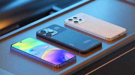 Illustration de trois smartphones innovants de mars 2025 (création par IA, illustration non réaliste). Crédit : Ideogram.