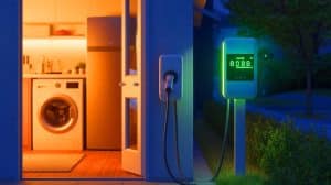 Illustration de l'option heures creuses/heures pleines pour optimiser la consommation électrique (création par IA, non réaliste). Crédit : Ideogram
