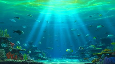 Illustration de l'assombrissement des océans et de ses conséquences sur la vie marine. Image réalisée par IA.