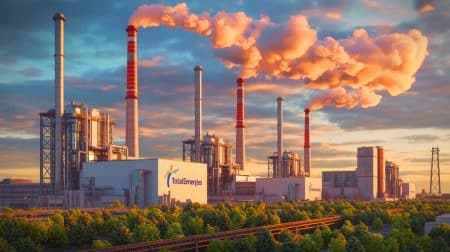 Illustration de la récupération de la chaleur industrielle fatale pour chauffer des foyers au Havre. Image réalisée par IA.