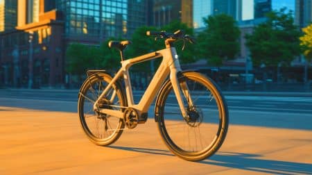 Illustration de Pi-POP, un vélo électrique sans batterie utilisant des supercondensateurs pour une mobilité durable (création par IA, non réaliste). Crédit : Ideogram