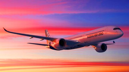 Illustration de l'Airbus A350-1000 de China Airlines volant sur une longue distance sans escale. Image réalisée par IA.
