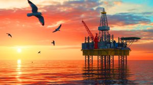 Illustration de l'exploitation du gisement pétrolier de Sangomar au Sénégal. Image réalisée par IA.