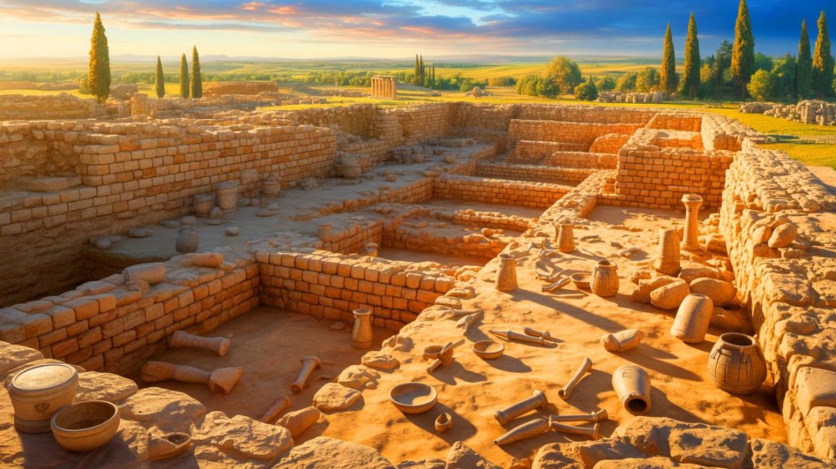 Illustration de la découverte archéologique à Megiddo confirmant une bataille biblique. Image réalisée par IA.