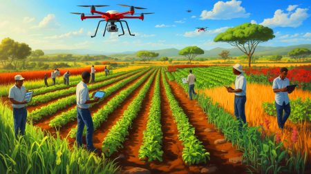 Illustration de l'intégration de l'intelligence artificielle dans l'agriculture africaine. Image réalisée par IA.