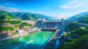 Illustration de la puissance du barrage des Trois Gorges en Chine, symbole de l'hydroélectricité. Image réalisée par IA.