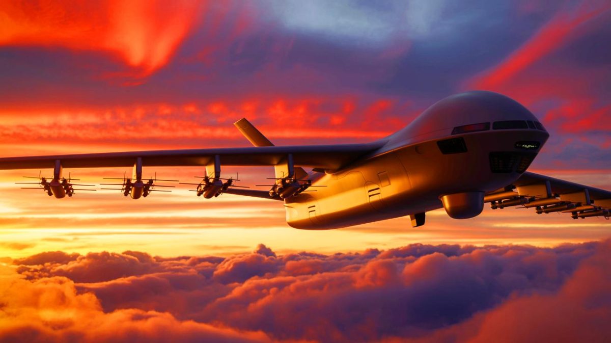 La Chine sur le point de déployer un vaisseau-mère colossal : le plus grand porte-drones du monde bientôt opérationnel Illustration de Jiu Tian, le vaisseau-mère de drones chinois. Image réalisée par IA.