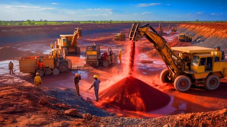 Illustration de l'exploitation du gisement de lithium du projet Goulamina au Mali. Image réalisée par IA.
