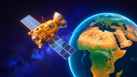 Illustration de la première liaison satellite quantique ultra-sécurisée entre l'Afrique du Sud et la Chine. Image réalisée par IA.