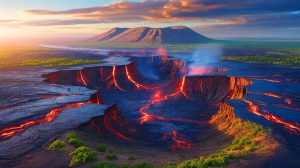 Illustration de la région de l'Afar en Éthiopie avec des pulsations du manteau terrestre. Image réalisée par IA.