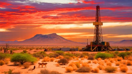 Illustration de la Namibie en tant que futur acteur majeur du marché pétrolier mondial. Image réalisée par IA.