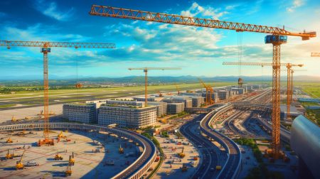 Illustration de la construction du plus grand aéroport d'Afrique en Éthiopie. Image réalisée par IA.