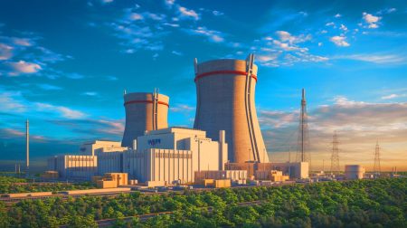 Illustration de la centrale nucléaire d'El Dabaa en Égypte avec le réacteur VVER-1200. Image réalisée par IA.
