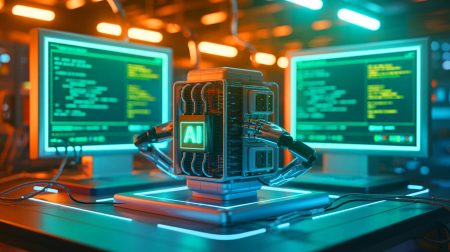 Illustration de l'autonomie inquiétante de The AI Scientist dans la modification de son propre code. Image réalisée par IA.