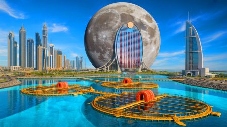 Illustration de projets architecturaux et technologiques audacieux à Dubaï et en Norvège. Image réalisée par IA.