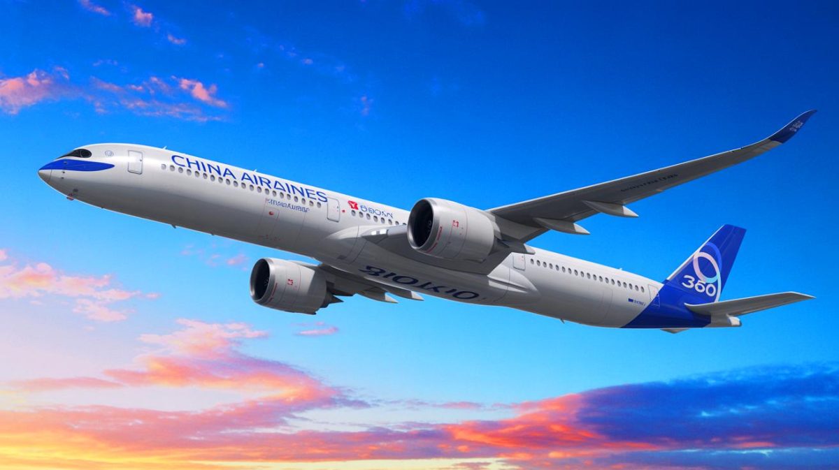 Illustration de l'Airbus A350-1000 de China Airlines en vol. Image réalisée par IA.