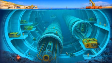 Illustration de la connexion sous-marine entre le Maroc et l'Espagne via un tunnel. Image réalisée par IA.