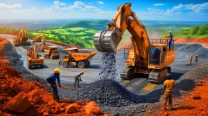 Illustration de l'essor économique du Nigeria grâce à son secteur minier. Image réalisée par IA.