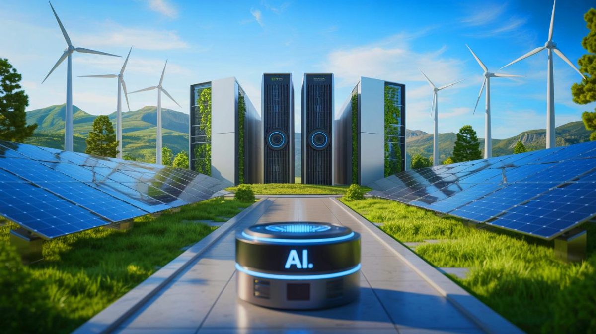 Illustration de l'impact environnemental de ChatGPT et de sa consommation énergétique. Image réalisée par IA.