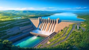 Illustration du Grand Barrage de la Renaissance Éthiopienne, futur symbole énergétique et géopolitique. Image réalisée par IA.