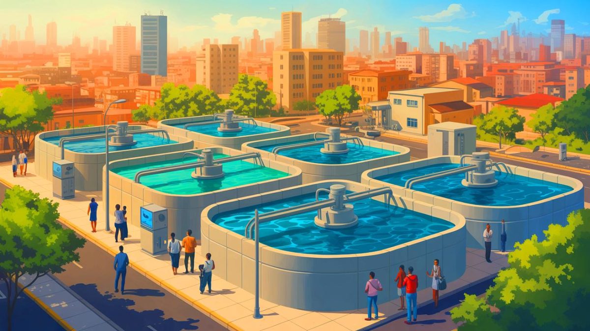 Illustration de l'amélioration de l'accès à l'eau potable en Angola, créée par intelligence artificielle.