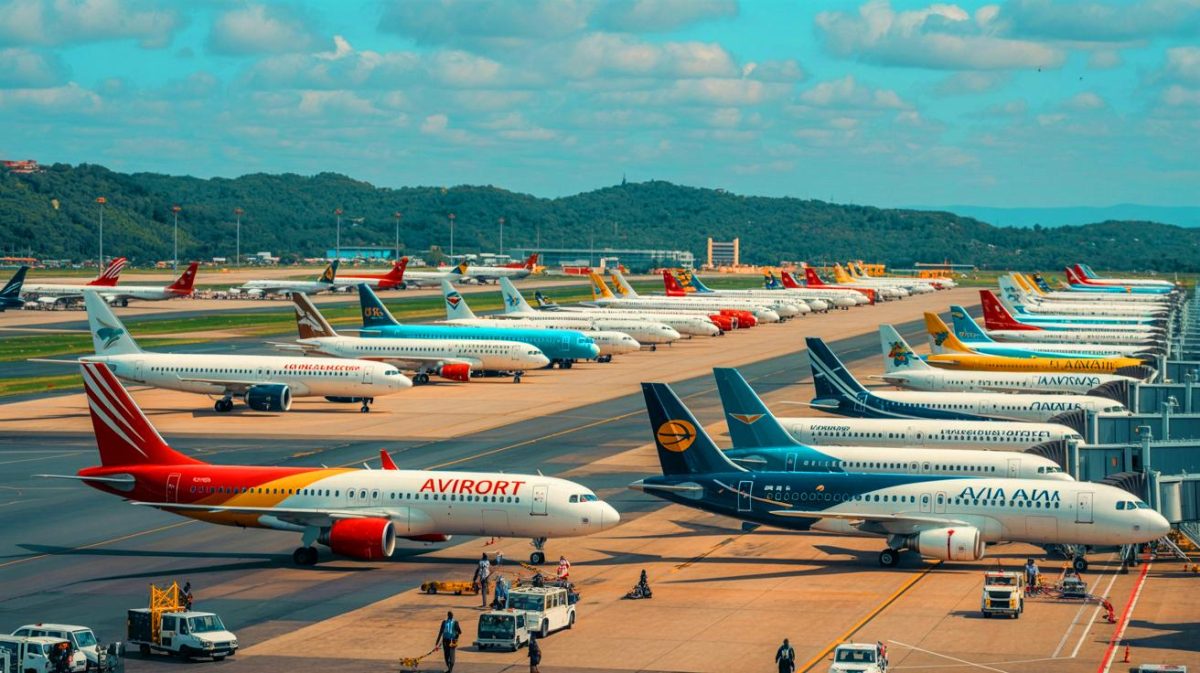 Illustration de l'expansion des flottes aériennes africaines pour répondre à la demande croissante de transport. Image réalisée par IA.