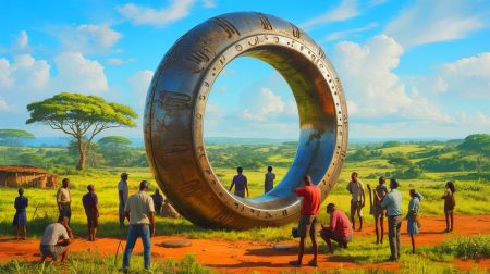 « Ce débris pourrait être extraterrestre » : un morceau de 500 kg s’écrase en Afrique et laisse les experts du monde entier dans l’impasse totale Illustration de l'anneau métallique tombé au Kenya, générée par intelligence artificielle.