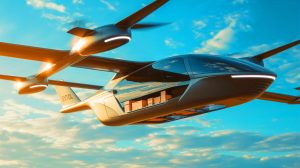 Illustration de l'eVTOL Cento de MightyFly en plein vol autonome.
