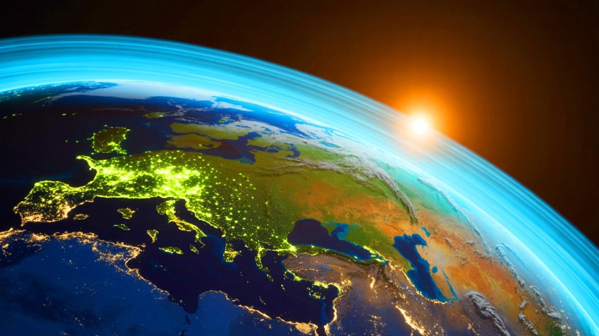 Illustration de l'accélération de la rotation terrestre, générée par intelligence artificielle.