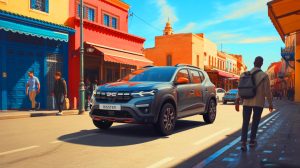 Illustration de l'arrivée du SUV Dacia Bigster au Maroc, générée par intelligence artificielle.