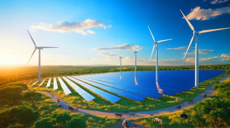Illustration de l'essor des énergies renouvelables en Afrique avec le Maroc en tête. Image réalisée par IA.