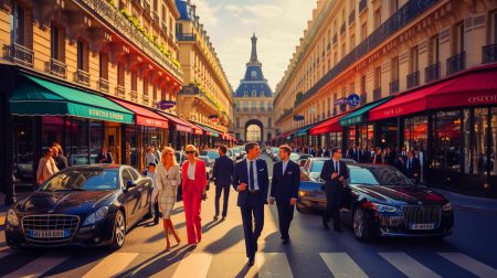 Illustration de la France se hissant au troisième rang mondial en nombre de millionnaires, générée par intelligence artificielle.