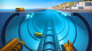 Illustration de l'étude de faisabilité du tunnel sous-marin entre le Maroc et l'Espagne, générée par intelligence artificielle.