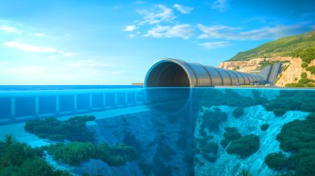 Illustration de la future connexion sous-marine entre l'Espagne et le Maroc via un tunnel ferroviaire. Image réalisée par IA.