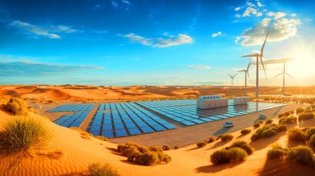 Illustration de la production d'hydrogène vert au Sahara occidental occupé. Image réalisée par IA.