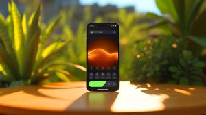 Illustration de l'optimisation des performances des smartphones face à la chaleur estivale, générée par intelligence artificielle.