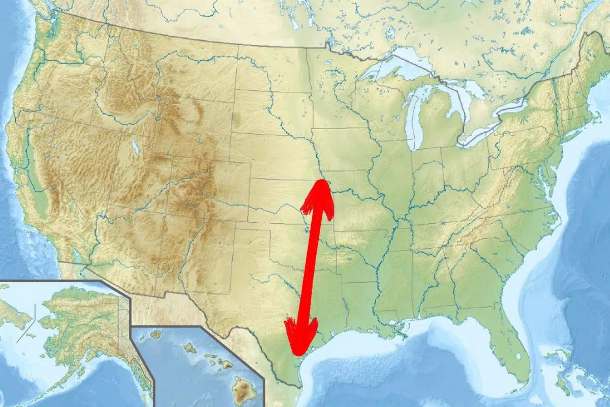 Le phénomène lumineux a débuté au Texas pour finir aux abords de Kansas City, couvrant près de 828 km.