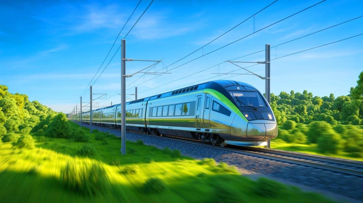 Illustration de la modernisation ferroviaire avec le projet Rail Baltica reliant les pays baltes à l'Europe.