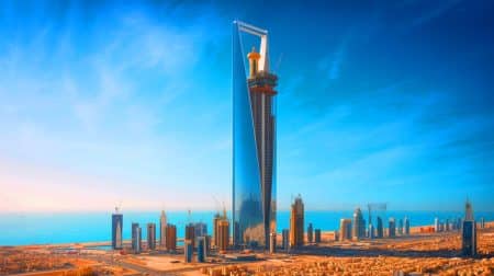 Illustration de la Jeddah Tower, future plus haute structure du monde, en construction en Arabie saoudite.
