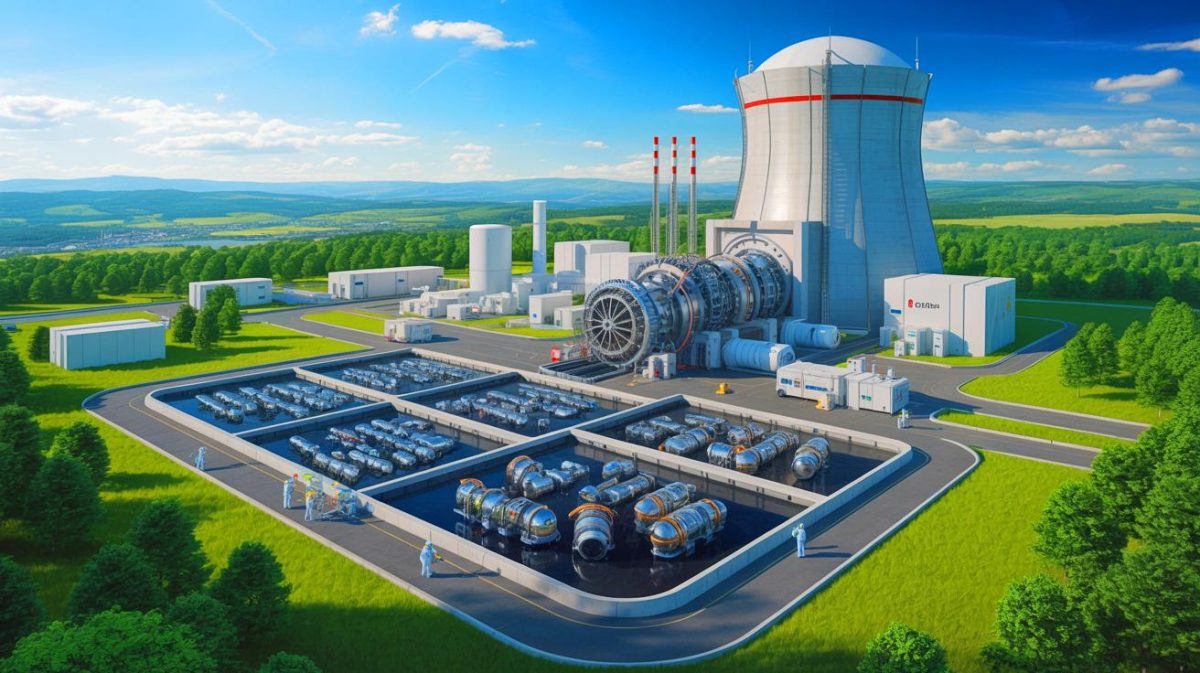 Illustration de la transformation des déchets nucléaires américains en source d'énergie par la start-up Oklo.